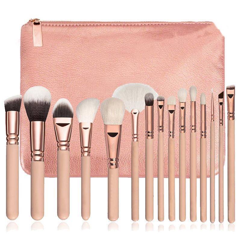 Professional Private Label Makeup Brush cosmetic brush Set 15pcs  Pink Color with bag